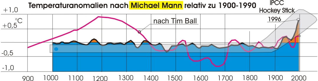 gefälschte Temperaturdaten im Hockey Stick von Michael Mann